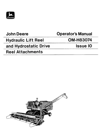 John Deere Hydraulic Lift Reel and Hydrostatic Drive Reel Attachments Operator’s Manual Instant Download (Publication No.OMH83074)