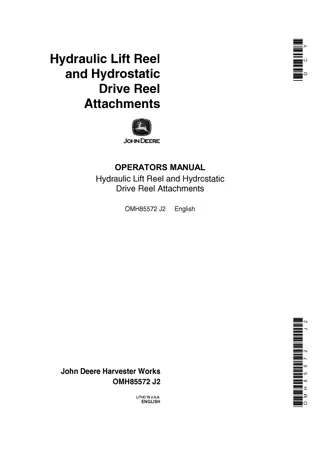 John Deere Hydraulic Lift Reel and Hydrostatic Drive Reel Attachments Operator’s Manual Instant Download (Publication No.OMH85572)