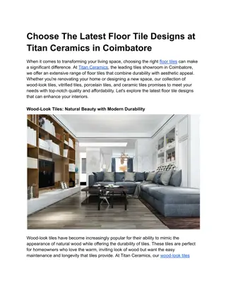 Choose The Latest Floor Tile Designs at Titan Ceramics in Coimbatore