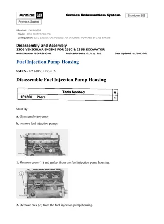 Caterpillar Cat 235C EXCAVATOR (Prefix 2PG) Service Repair Manual Instant Download