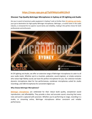 Discover Top-Quality Behringer Microphones in Sydney at CR Lighting and Audio (