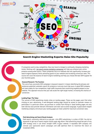 Search Engine Maeketing Experts: Raise Site Popularity