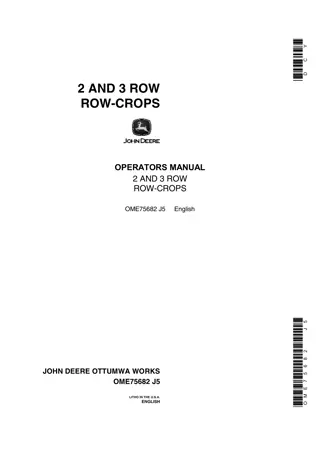John Deere 2 and 3 Row Row-Crops Operator’s Manual Instant Download (Publication No.OME75682)