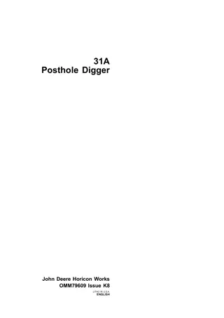 John Deere 31A Posthole Digger Operator’s Manual Instant Download (Publication No.OMM79609)