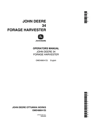 John Deere 34 Forage Harvester Operator’s Manual Instant Download (Publication No.OME48804)