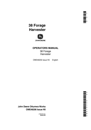 John Deere 38 Forage Harvester Operator’s Manual Instant Download (Publication No.OME48206)