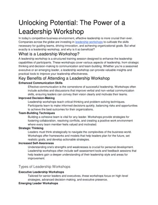 Unlocking Potential_ The Power of a Leadership Workshop