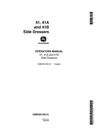 John Deere 41A Side Dressers Operator’s Manual Instant Download (Publication No.OMB25015B)