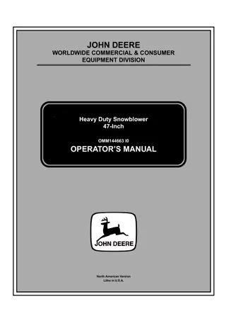 John Deere 47-Inch Heavy Duty Snowblower Operator’s Manual Instant Download (PIN010001-) (Publication No.OMM144663)