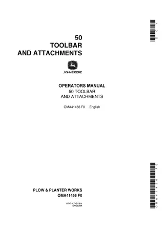 John Deere 50 Toolbar and Attachments Operator’s Manual Instant Download (Publication No.OMA41456)