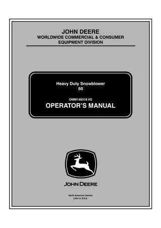 John Deere 60 Heavy Duty Snowblower Operator’s Manual Instant Download (PIN010001-) (Publication No.OMM148318)