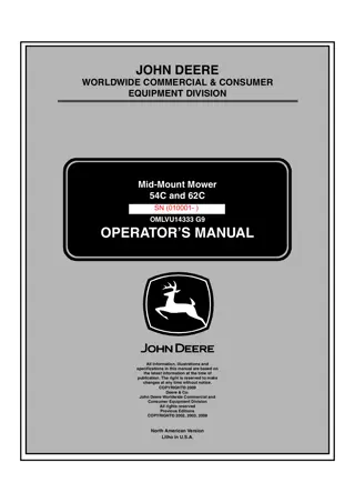 John Deere 62C Mid-Mount Mower Operator’s Manual Instant Download (PIN010001-) (Publication No.OMLVU14333)