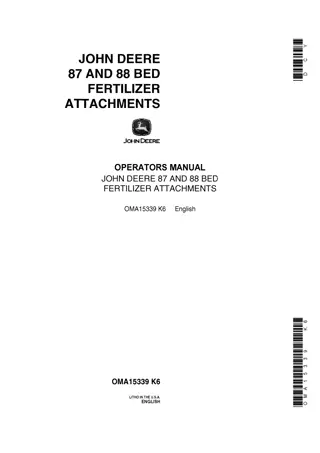 John Deere 87 Bed Fertilizer Attachments Operator’s Manual Instant Download (Publication No.OMA15339)
