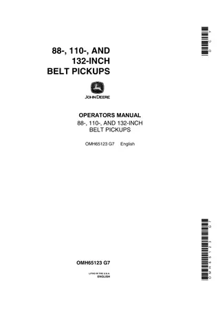 John Deere 88-Inch Belt Pickups Operator’s Manual Instant Download (Publication No.OMH65123)