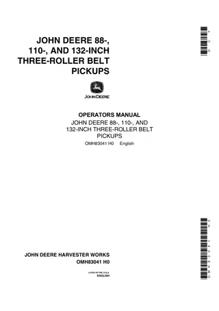 John Deere 88-Inch Three-Roller Belt Pickups Operator’s Manual Instant Download (Publication No.OMH83041)