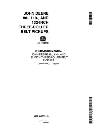 John Deere 88-Inch Three-Roller Belt Pickups Operator’s Manual Instant Download (Publication No.OMH86809)