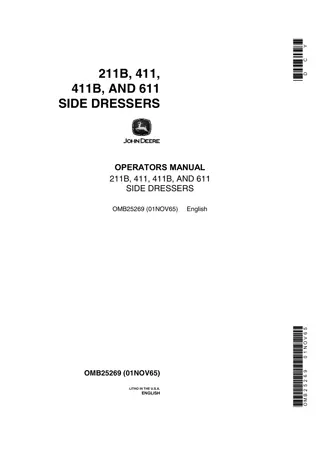 John Deere 211B Side Dressers Operator’s Manual Instant Download (Publication No.OMB25269)