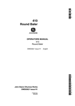 John Deere 410 Round Baler Operator’s Manual Instant Download (Publication No.OME60621)