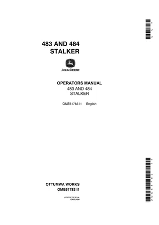 John Deere 483 Stalker Operator’s Manual Instant Download (Publication No.OME61783)