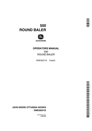 John Deere 500 Round Baler Operator’s Manual Instant Download (Publication No.OME58251)