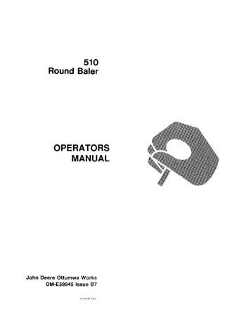 John Deere 510 Round Baler Operator’s Manual Instant Download (Publication No.OME59945)