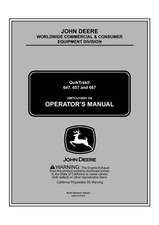 John Deere 647 QuikTrak Mower Operator’s Manual Instant Download (PIN010101-) (Publication No.OMTCU15691)