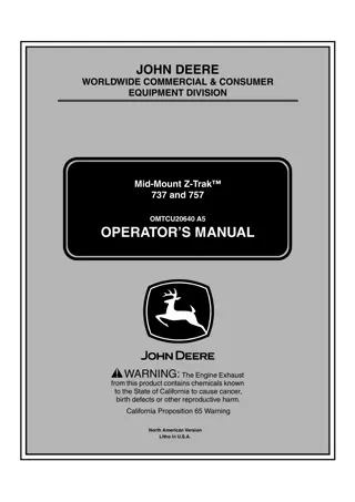 John Deere 737 Mid-Mount Z-Trak™ Mower Operator’s Manual Instant Download (PIN040001-) (Publication No.OMTCU20640)