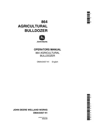 John Deere 864 Agricultural Bulldozer Operator’s Manual Instant Download (Publication No.OMA43457)