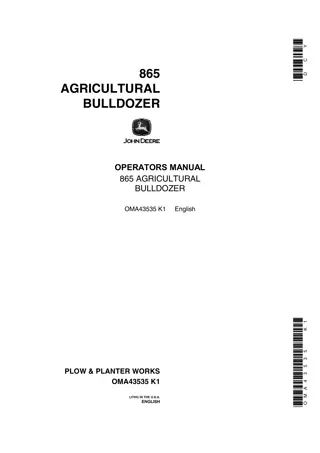 John Deere 865 Agricultural Bulldozer Operator’s Manual Instant Download (Publication No.OMA43535)