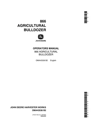 John Deere 866 Agricultural Bulldozer Operator’s Manual Instant Download (Publication No.OMA43536)