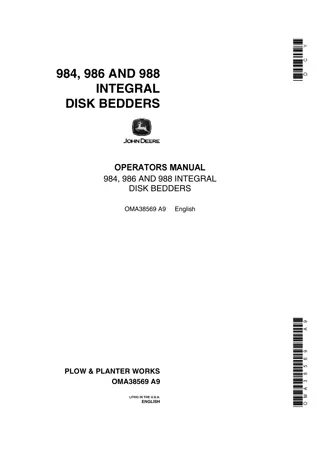 John Deere 984 Integral Disk Bedders Operator’s Manual Instant Download (Publication No.OMA38569)