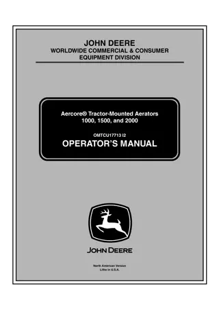 John Deere 1000 Aercore Tractor-Mounted Aerators Operator’s Manual Instant Download (Publication No.OMTCU17713)