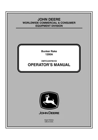 John Deere 1200A Bunker Rake Operator’s Manual Instant Download (PIN180001-) (Publication No.OMTCU29789)