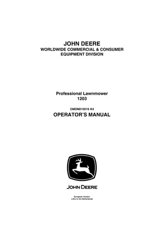 John Deere 1203 Professional Lawnmower Operator’s Manual Instant Download (PINDM1203×120060-) (Publication No.OMDMU210516)