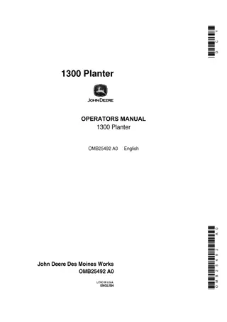 John Deere 1300 Planter Operator’s Manual Instant Download (Publication No.OMB25492)