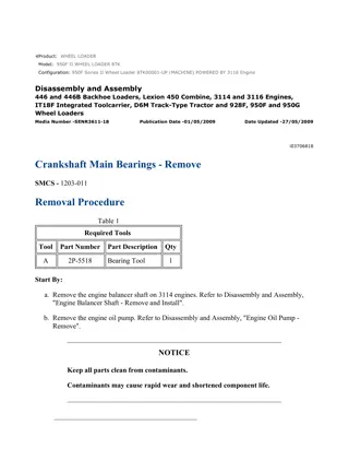 Caterpillar Cat 950F II WHEEL LOADER (Prefix 8TK) Service Repair Manual Instant Download (8TK00001 and up)