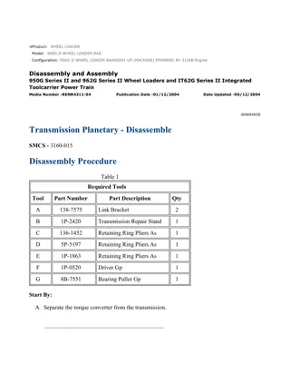 Caterpillar Cat 950G II WHEEL LOADER (Prefix BAA) Service Repair Manual Instant Download (BAA00001 and up)