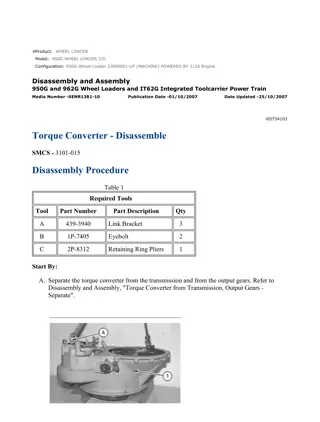 Caterpillar Cat 950G Wheel Loader (Prefix 2JS) Service Repair Manual Instant Download (2JS00001 and up)