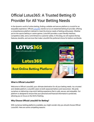 Official Lotus365_ A Trusted Betting ID Provider for All Your Betting Needs