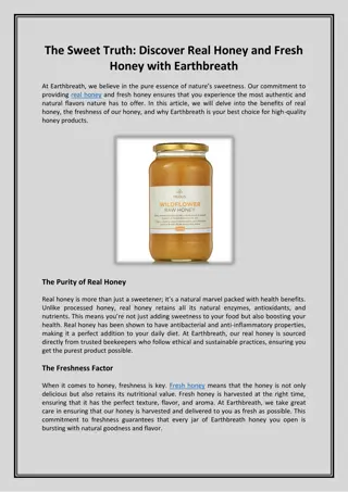 The Sweet Truth Discover Real Honey and Fresh Honey with Earthbreath (1)