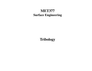 Tribology: The Science of Interacting Surfaces