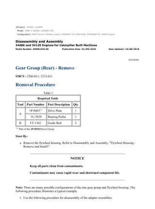 Caterpillar Cat 988F Series II Wheel Loader (Prefix 2ZR) Service Repair Manual Instant Download (2ZR00001 and up)