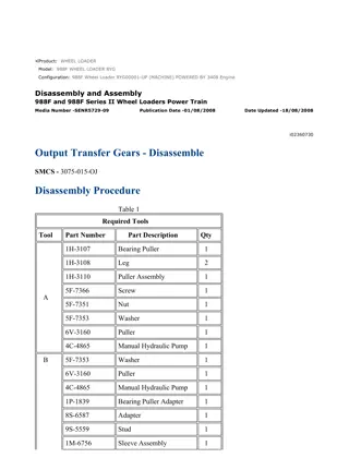 Caterpillar Cat 988F Wheel Loader (Prefix 8YG) Service Repair Manual Instant Download (8YG00001 and up)