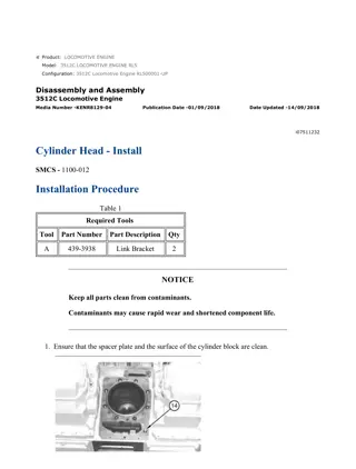 Caterpillar Cat 3512C Locomotive Engine (Prefix RL5) Service Repair Manual Instant Download (RL500001 and up)