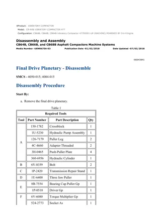 Caterpillar Cat CB64B Vibratory Compactor (Prefix 477) Service Repair Manual Instant Download (47700001 and up)