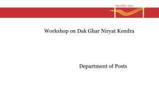 Workshop on Dak Ghar Niryat Kendra - Department of Posts