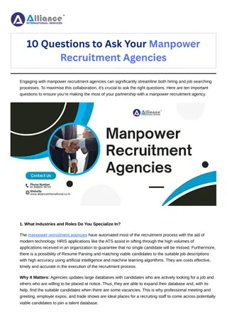 10 Questions to Ask Your Manpower Recruitment Agencies