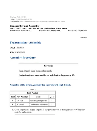 Caterpillar Cat TH103 Telehandler (Prefix 3PN) Service Repair Manual Instant Download (3PN02027 and up)