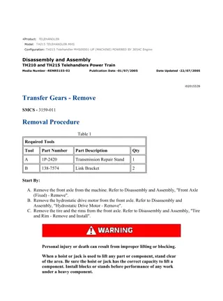 Caterpillar Cat TH215 Telehandler (Prefix MHS) Service Repair Manual Instant Download (MHS00001 and up)