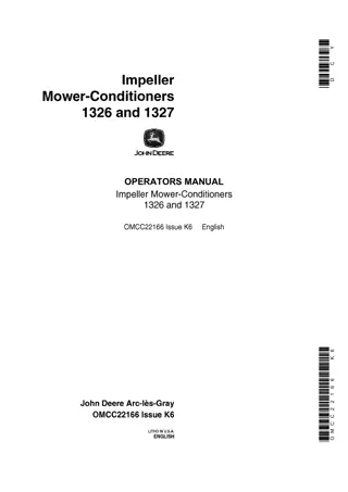 John Deere 1326 Impeller Mower-Conditioners Operator’s Manual Instant Download (Publication No.OMCC22166)